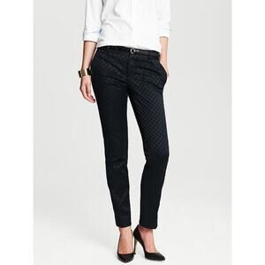 Hampton-Fit Tonal Check Crop shiny black career causal pants slacks sz 6 ankle ^